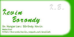 kevin borondy business card
